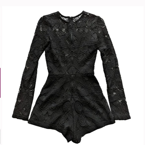 NEW! Alexis Black Lace Overlay Romper Playsuit Jumpsuit Dress XS… - Picture 3 of 6